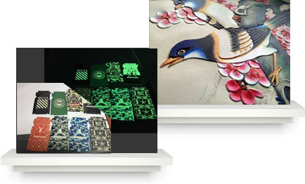 鎏金、夜光、彩雕打印工藝